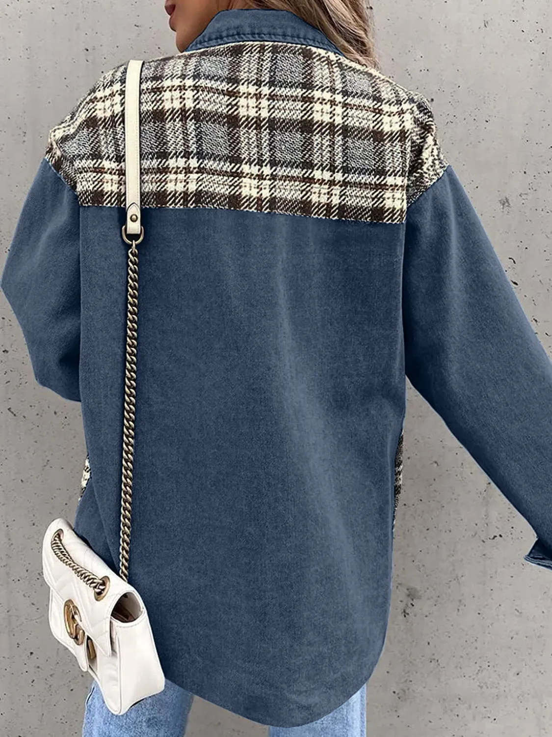 Marissa Plaid Button Up Dropped Shoulder Jacket