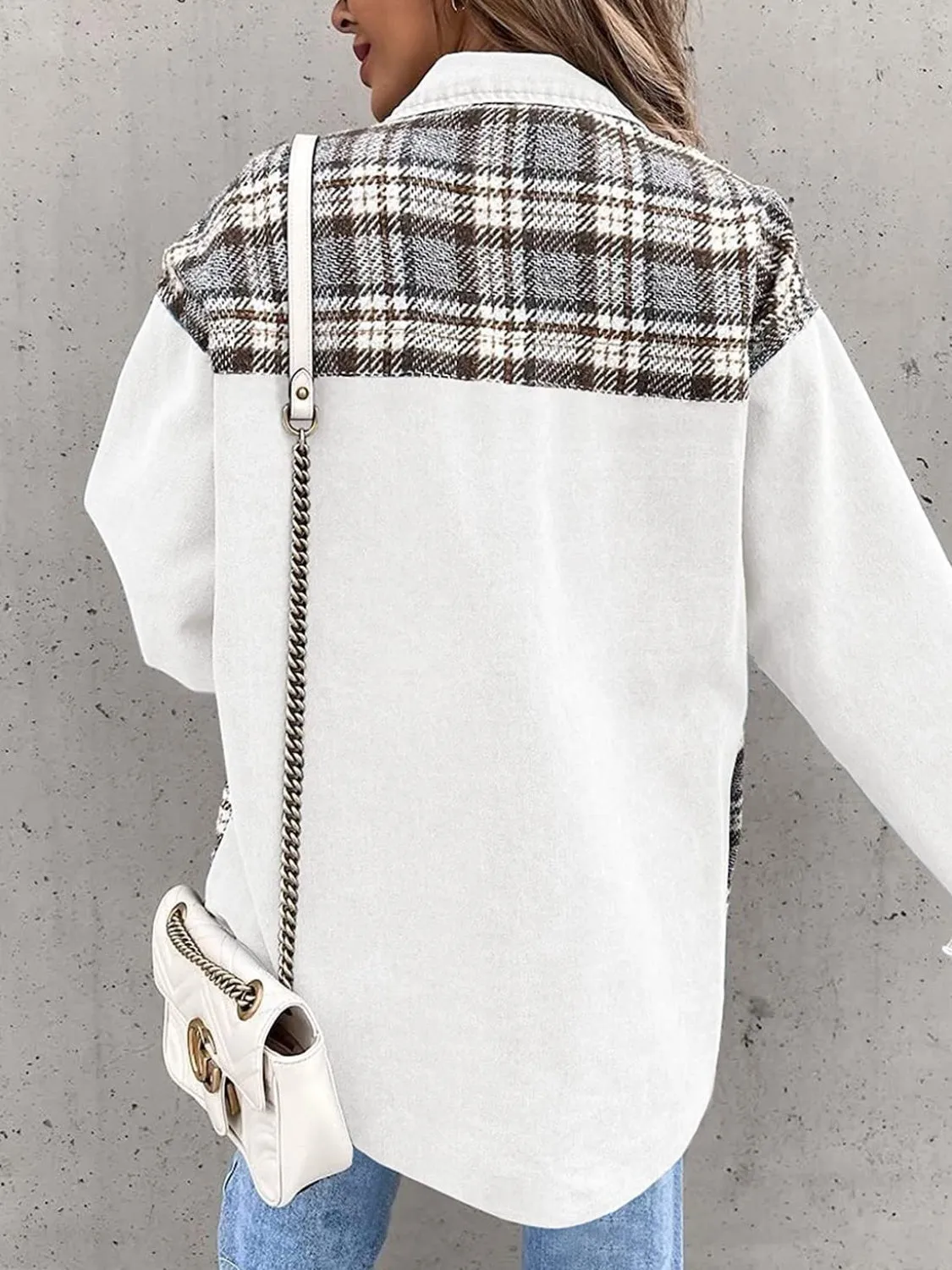 Marissa Plaid Button Up Dropped Shoulder Jacket