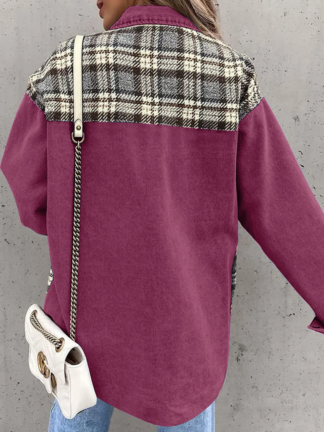 Marissa Plaid Button Up Dropped Shoulder Jacket