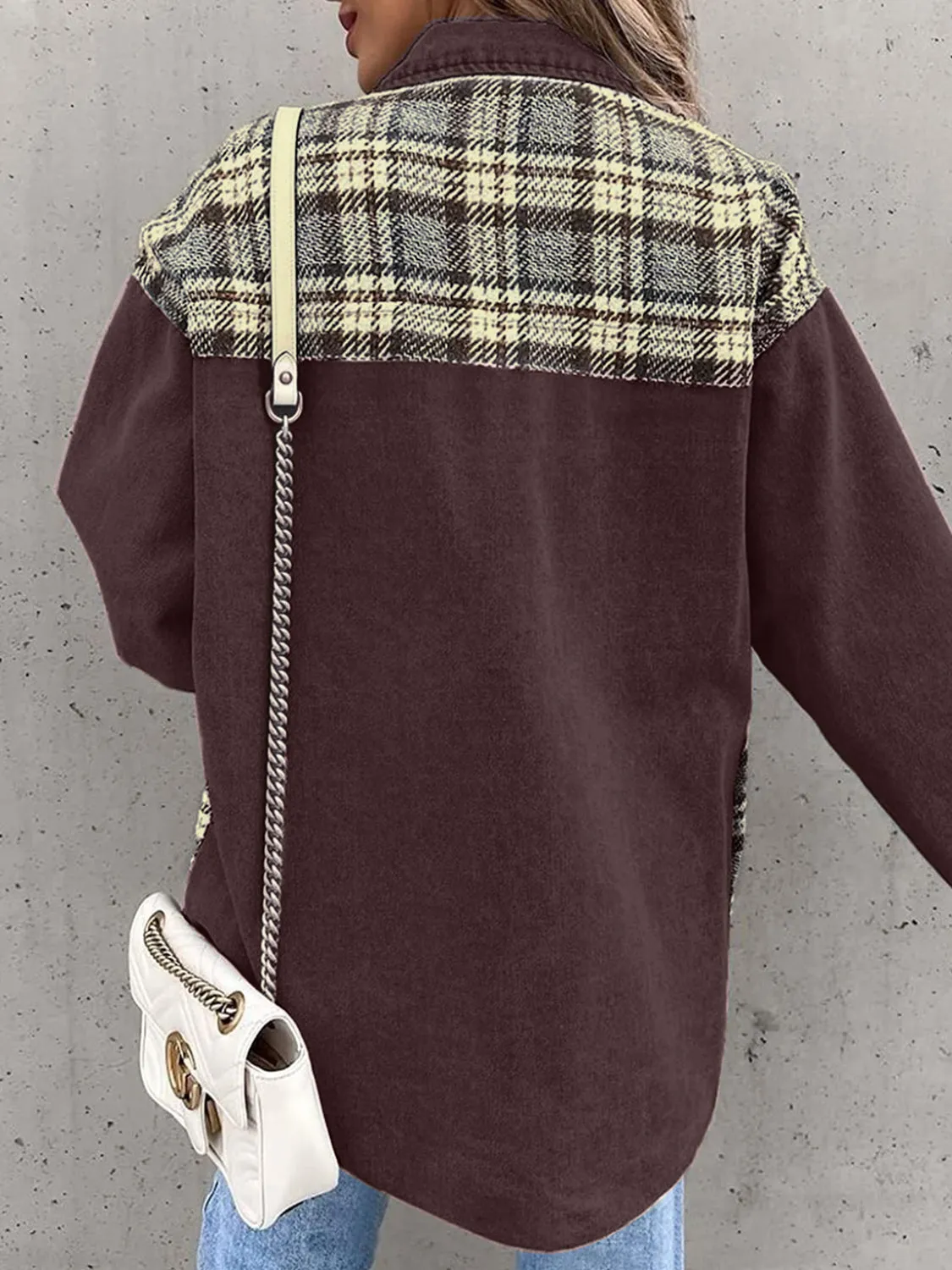Marissa Plaid Button Up Dropped Shoulder Jacket