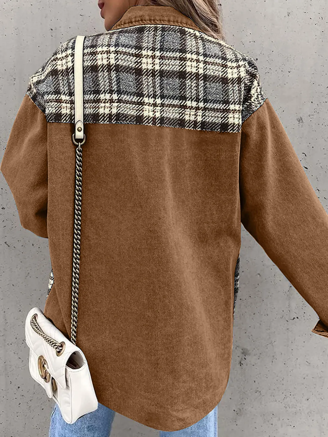 Marissa Plaid Button Up Dropped Shoulder Jacket