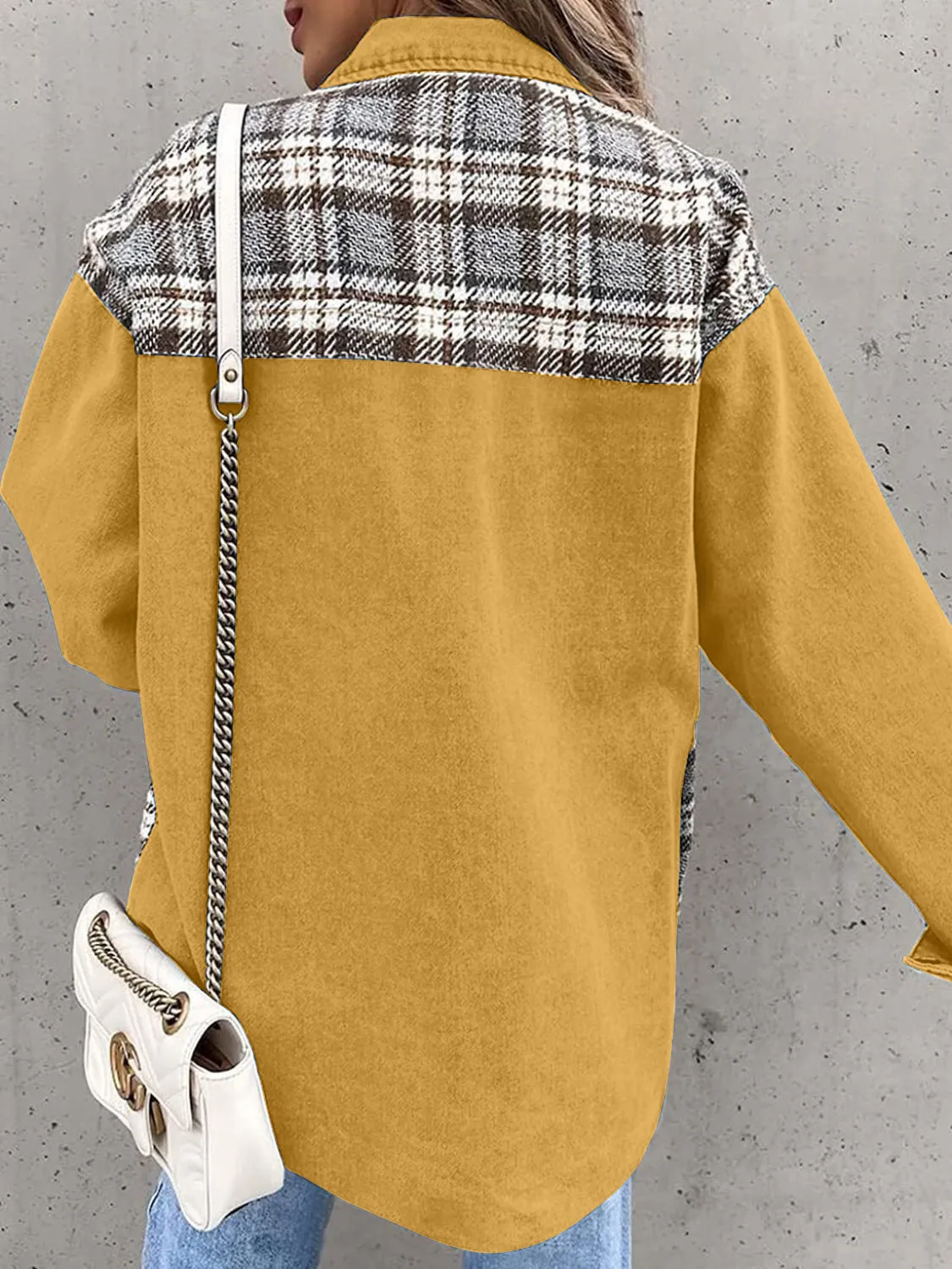 Marissa Plaid Button Up Dropped Shoulder Jacket