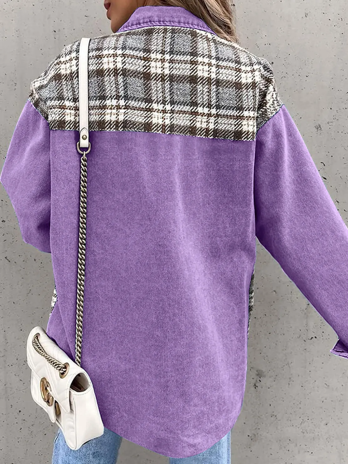 Marissa Plaid Button Up Dropped Shoulder Jacket