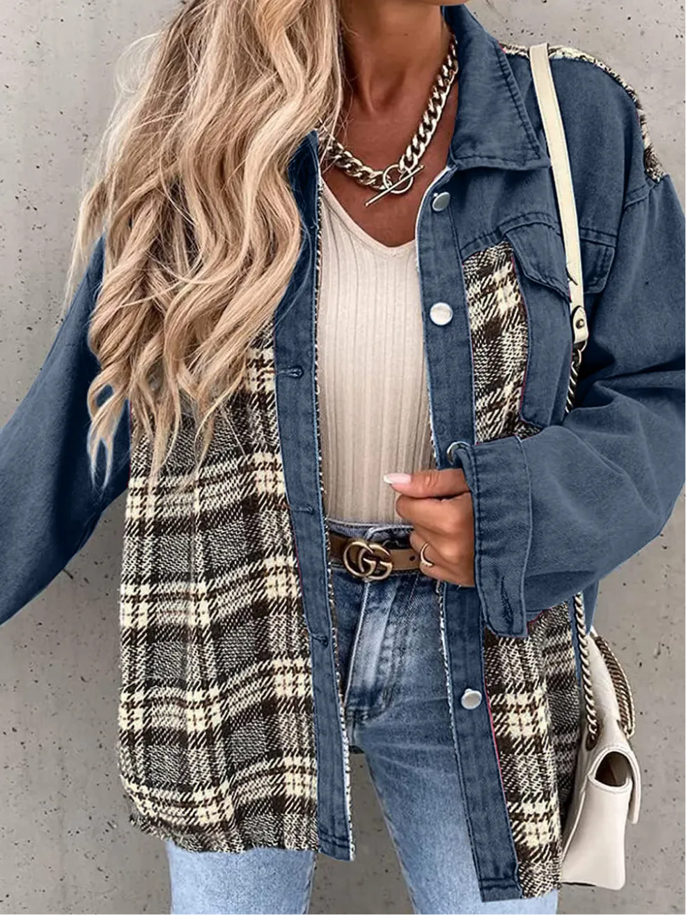 Marissa Plaid Button Up Dropped Shoulder Jacket