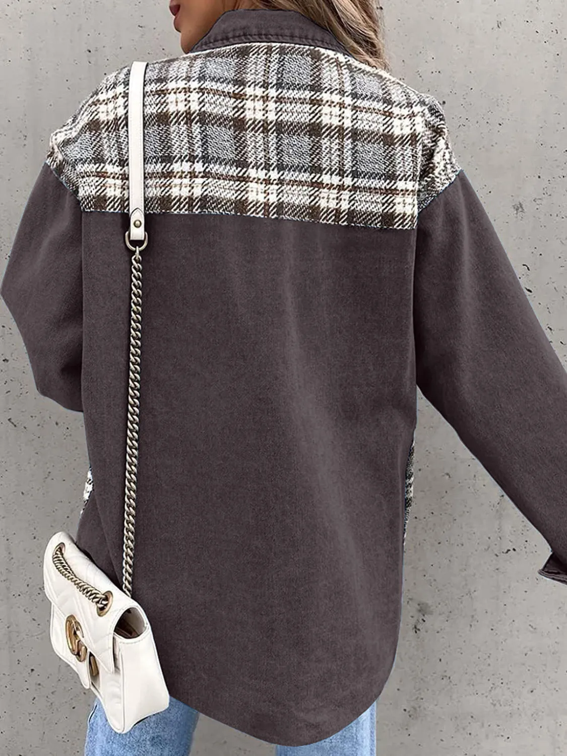 Marissa Plaid Button Up Dropped Shoulder Jacket