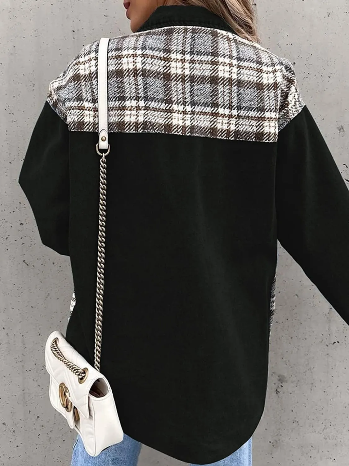 Marissa Plaid Button Up Dropped Shoulder Jacket