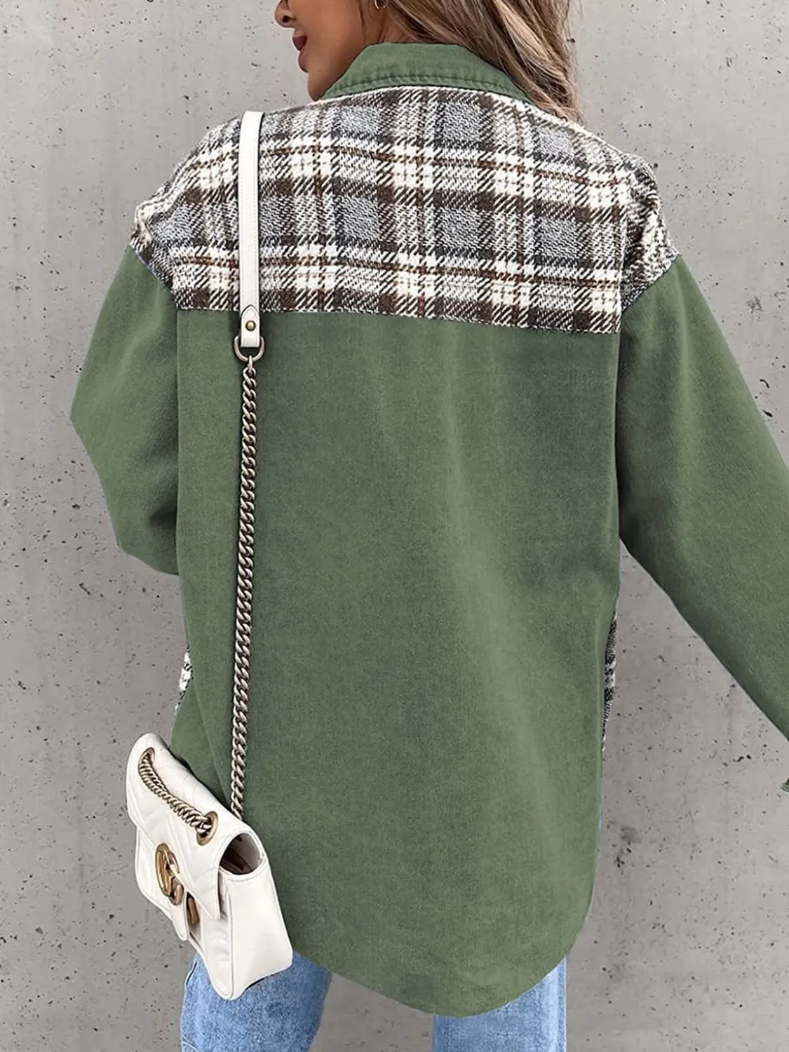 Marissa Plaid Button Up Dropped Shoulder Jacket