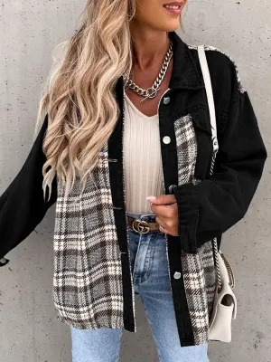 Marissa Plaid Button Up Dropped Shoulder Jacket