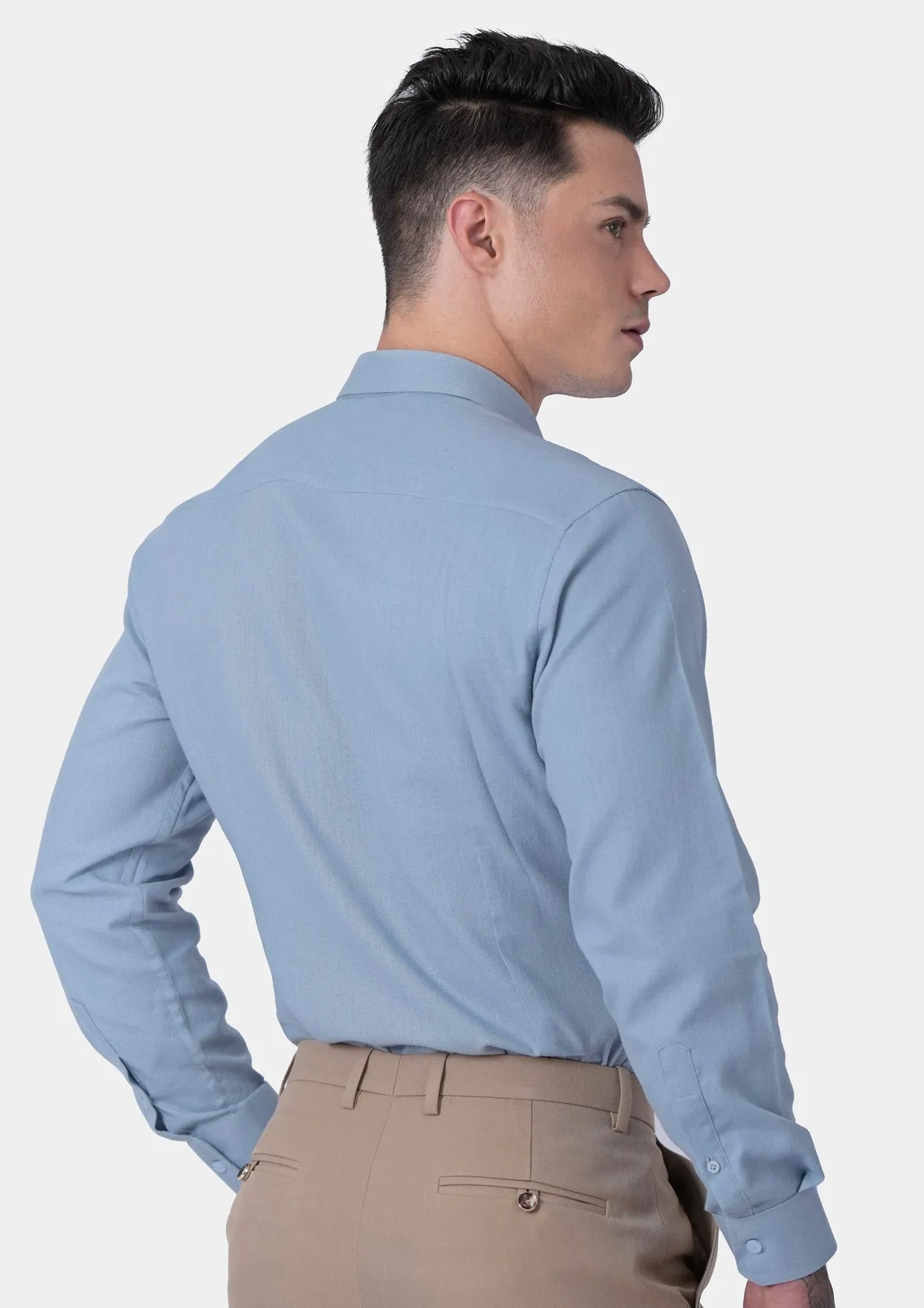 Maya Blue Linen Blend Shirt