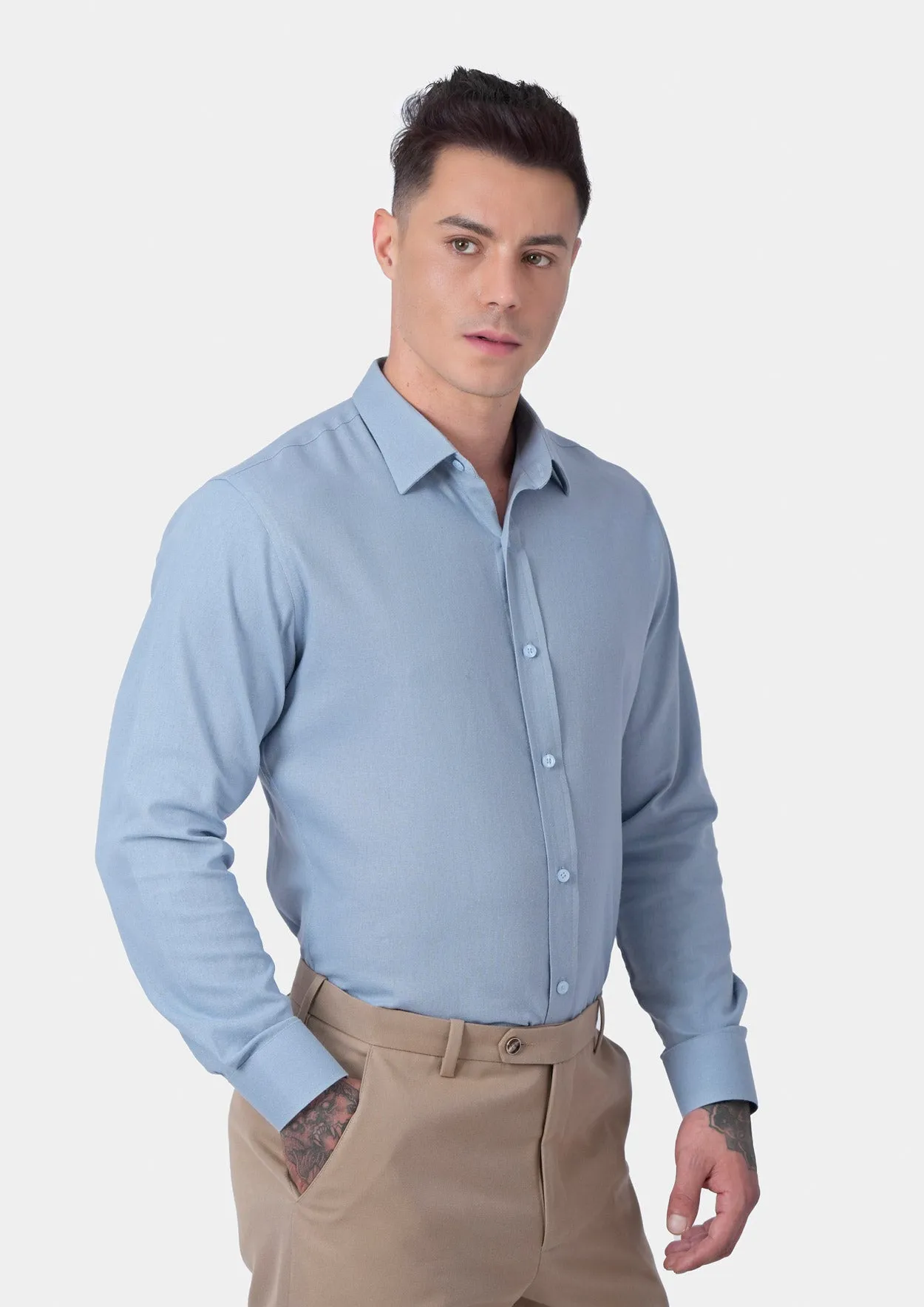 Maya Blue Linen Blend Shirt