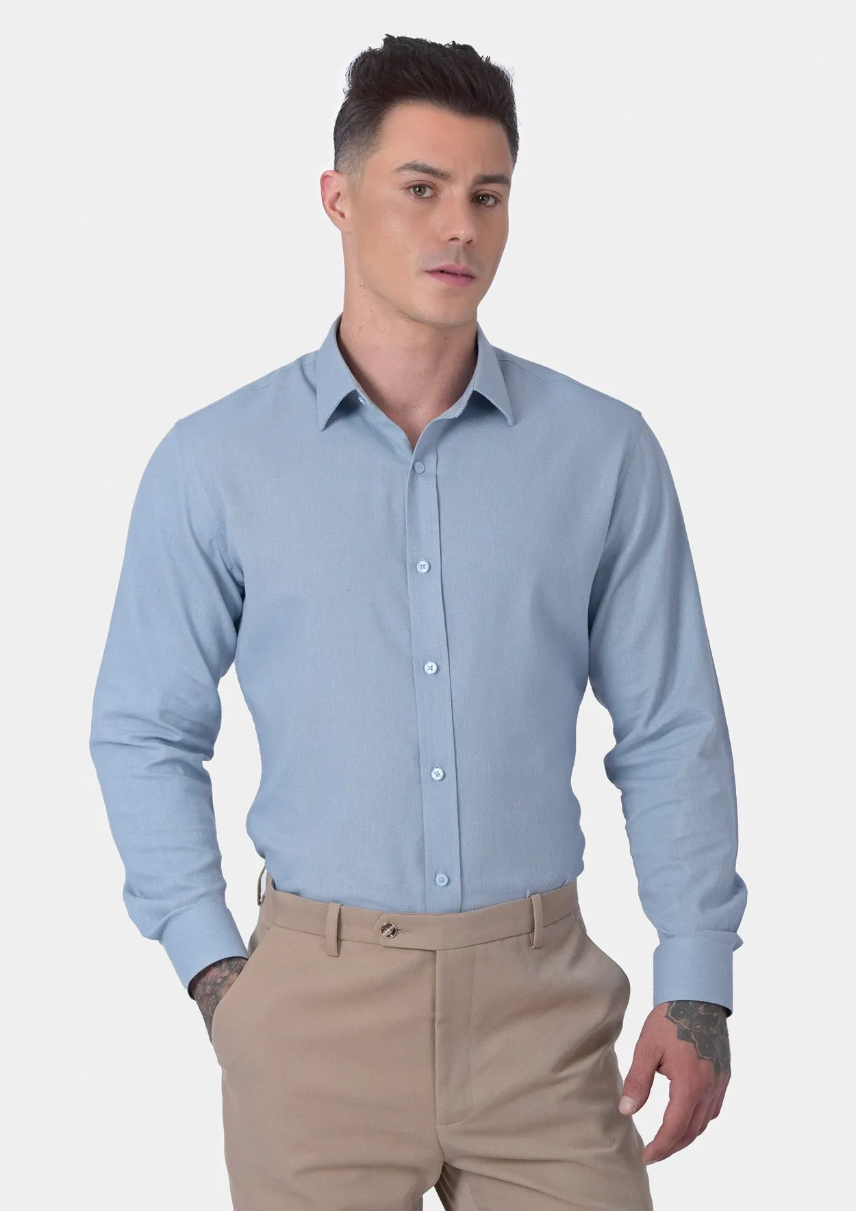 Maya Blue Linen Blend Shirt