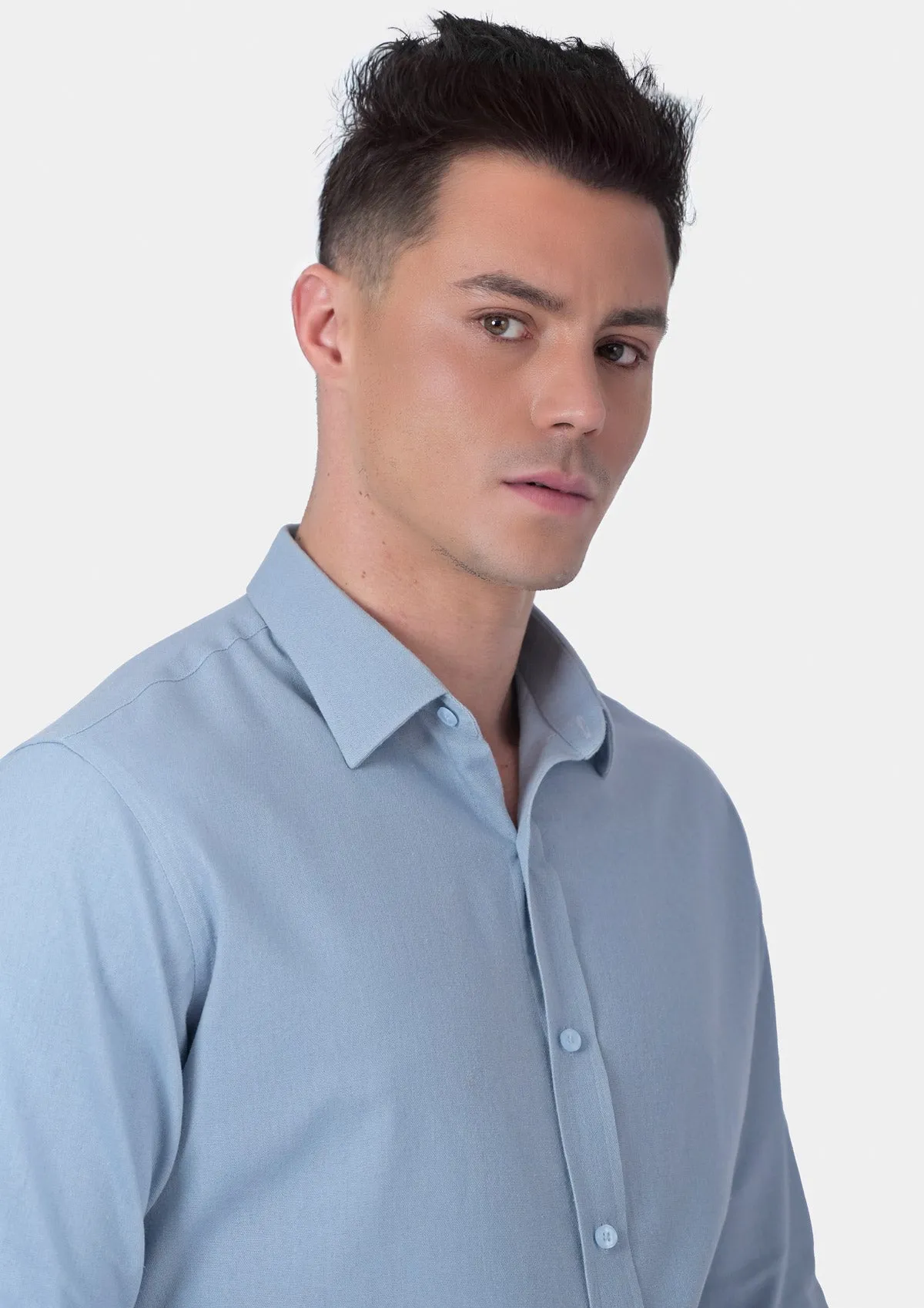 Maya Blue Linen Blend Shirt