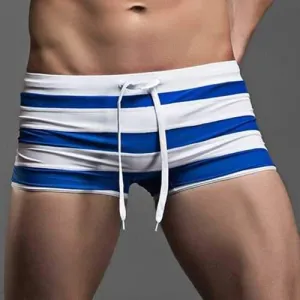 Mens Drawstring Stripe Swimsuit