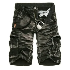 Camouflage Patterned Men's Linen Military Shorts