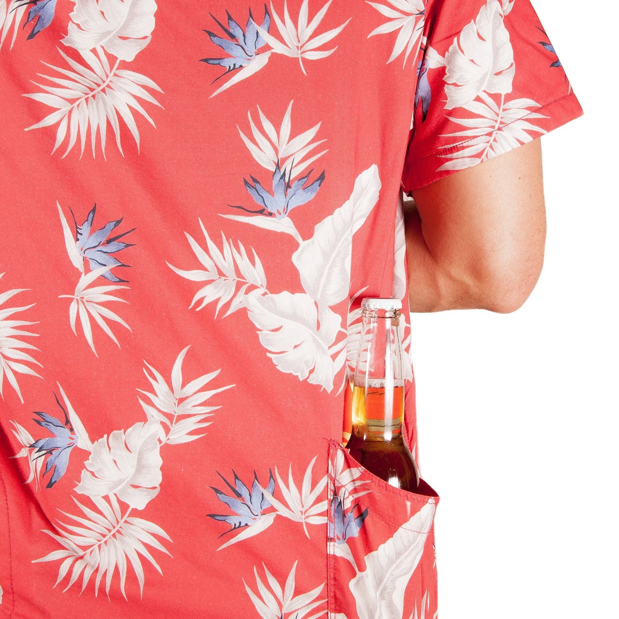 Men’s High Water Shirt - Bird of Paradise, Sunset Red