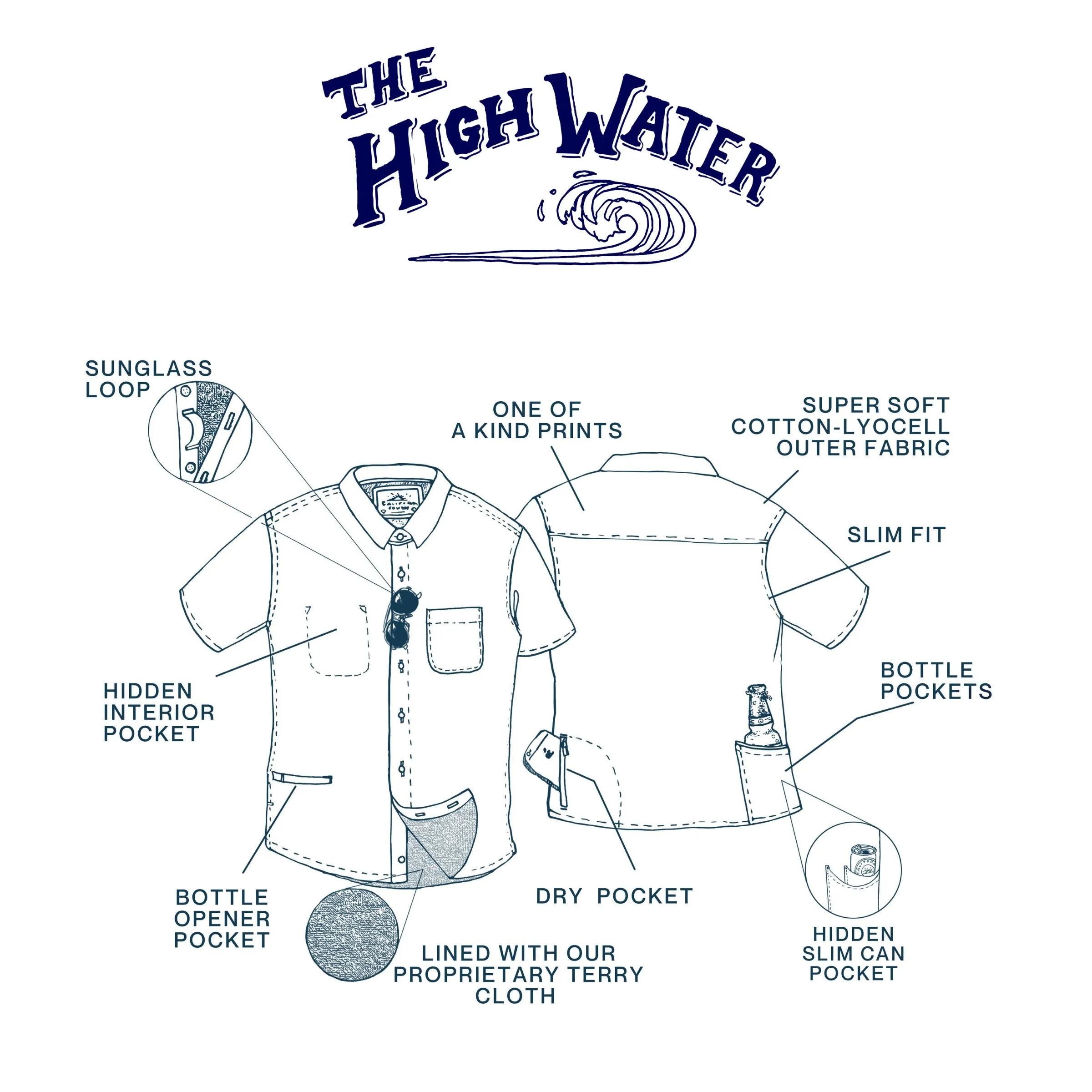 Men’s High Water Shirt - Bird of Paradise, Sunset Red