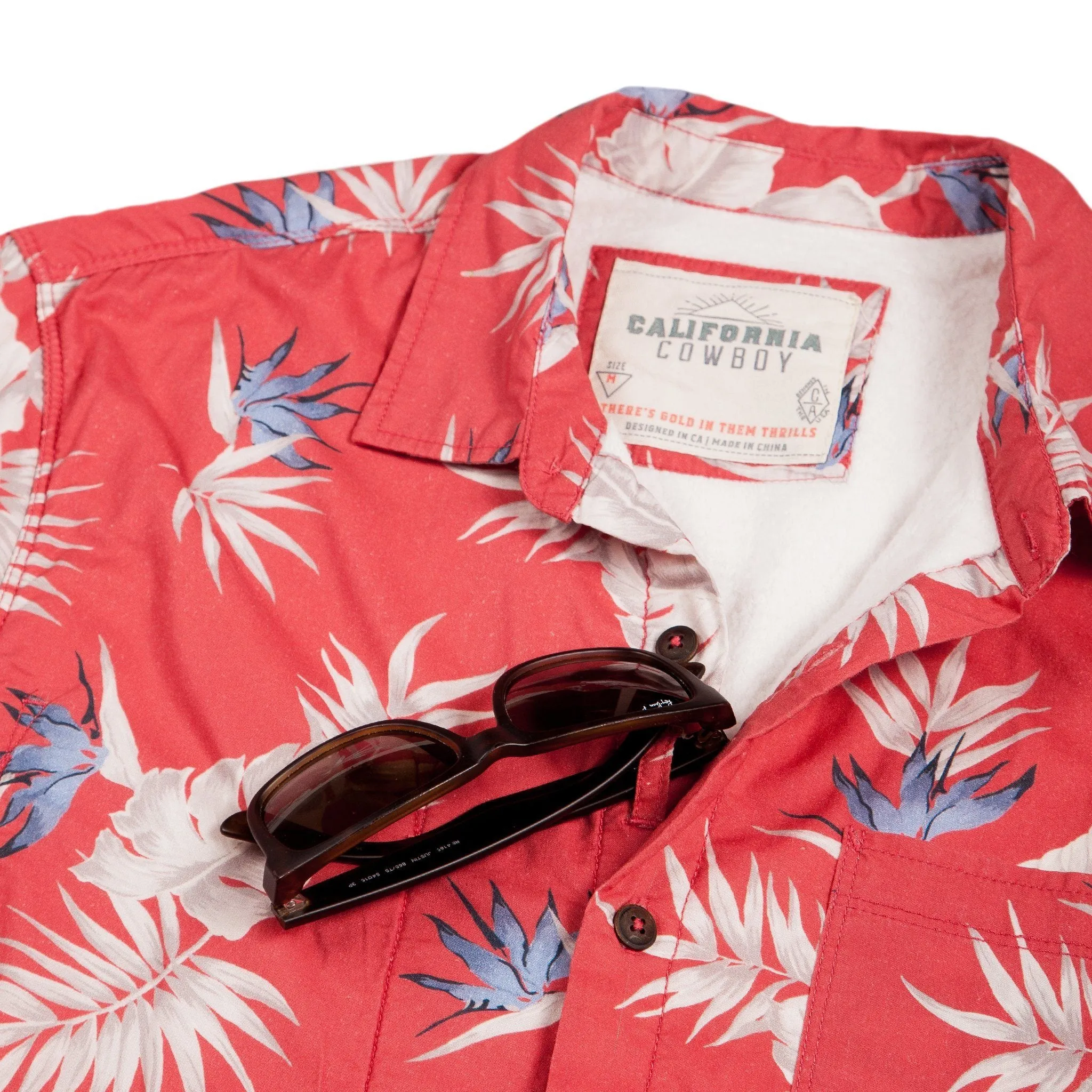 Men’s High Water Shirt - Bird of Paradise, Sunset Red