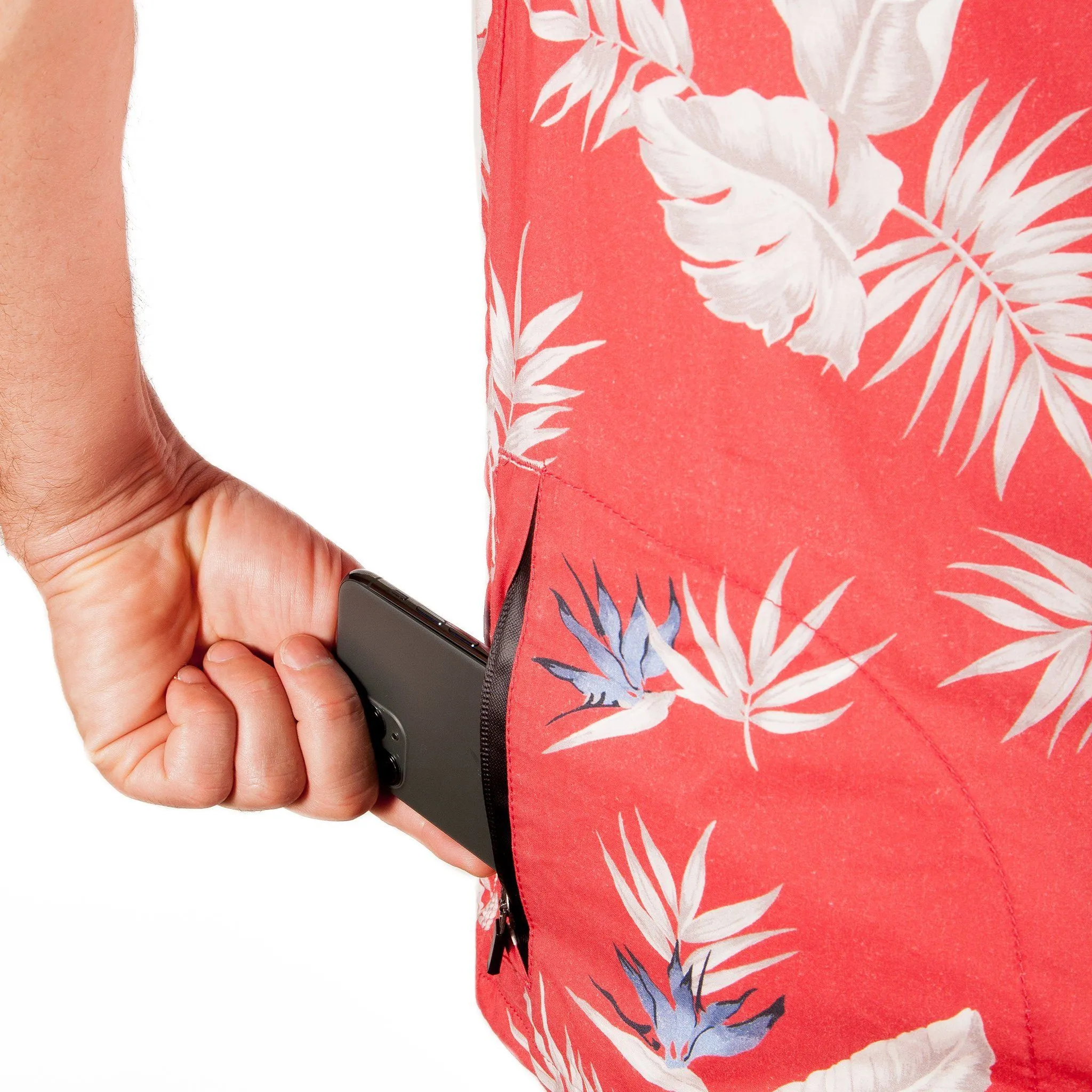 Men’s High Water Shirt - Bird of Paradise, Sunset Red