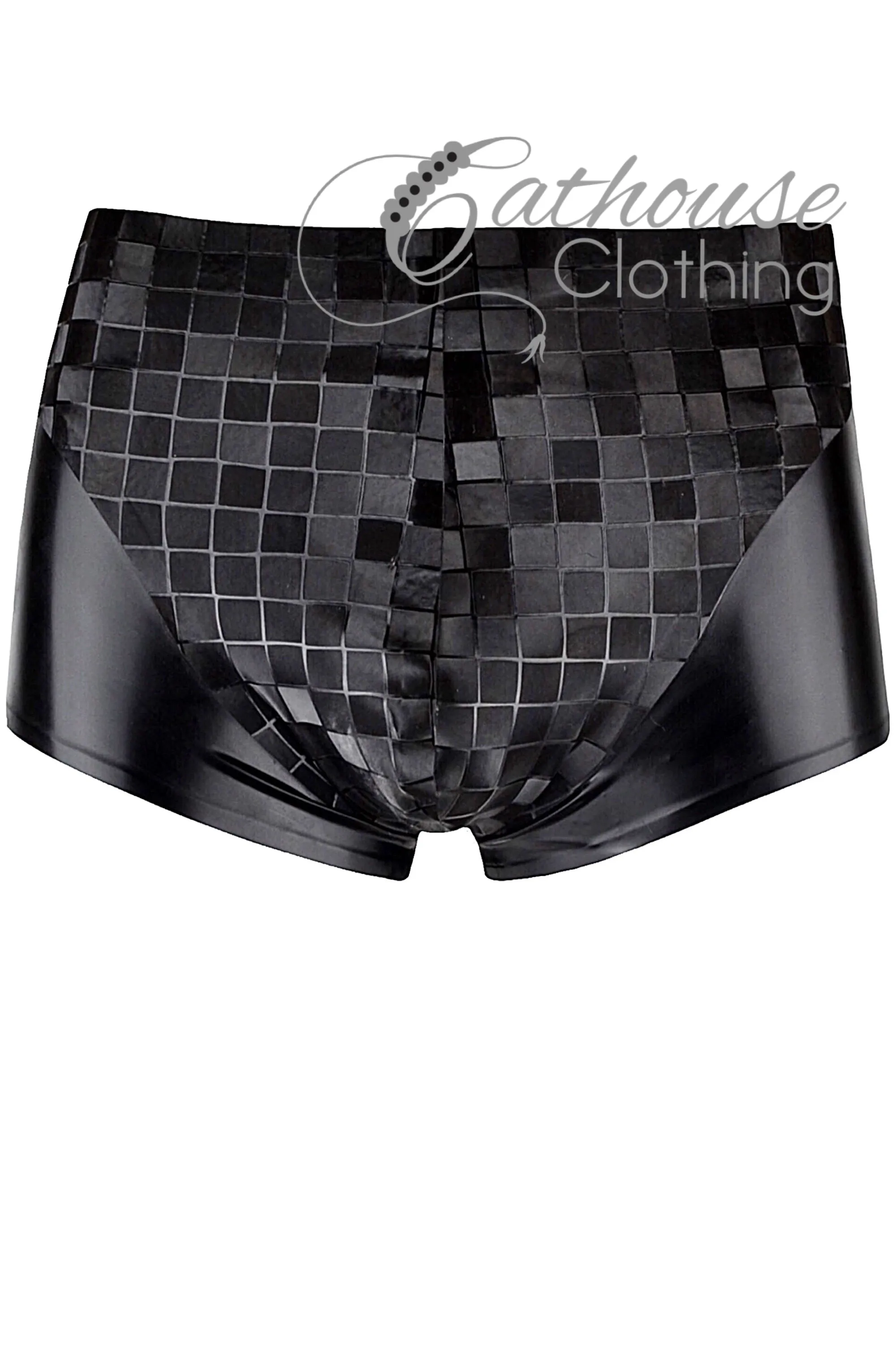 Men's latex Squares pouch shorts