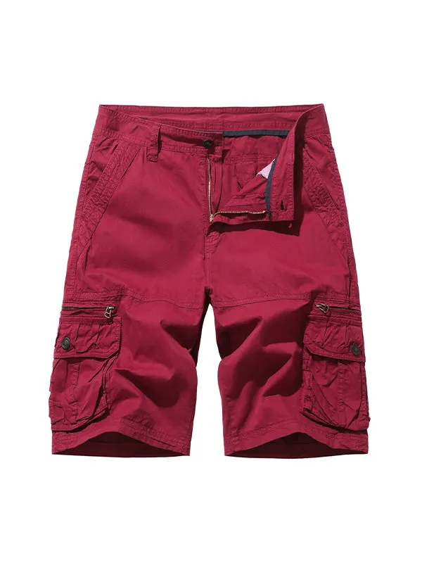 Men'S Multi-Pocket Casual Mid-Pants American Style Beach Cargo Shorts