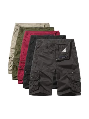 Men'S Multi-Pocket Casual Mid-Pants American Style Beach Cargo Shorts