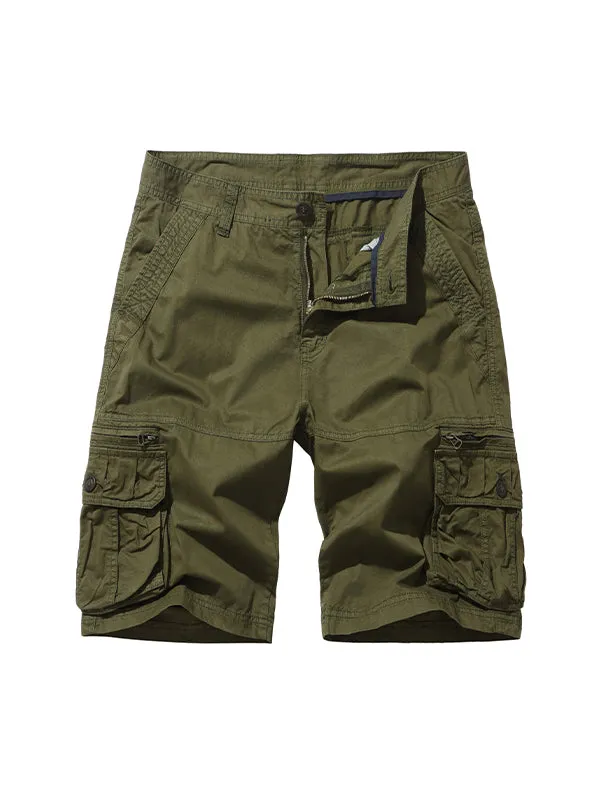 Men'S Multi-Pocket Casual Mid-Pants American Style Beach Cargo Shorts