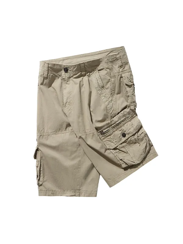 Men'S Multi-Pocket Casual Mid-Pants American Style Beach Cargo Shorts