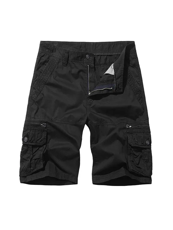 Men'S Multi-Pocket Casual Mid-Pants American Style Beach Cargo Shorts
