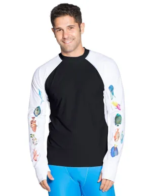 Men's Snorkel Caribbean Fish ID Rash Guard - Black