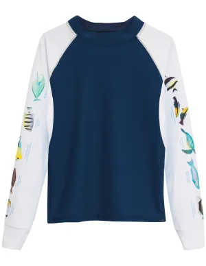 Men's Snorkel Hawaii Fish ID Rash Guard - Navy