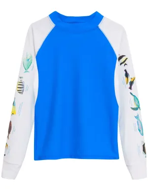 Men's Snorkel Hawaii Fish ID Rash Guard - Royal