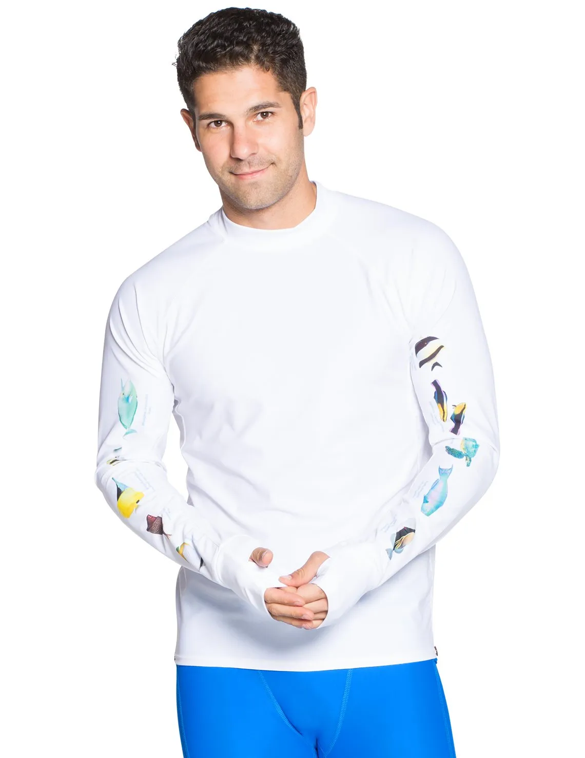 Men's Snorkel Hawaii Fish ID Rash Guard - Royal