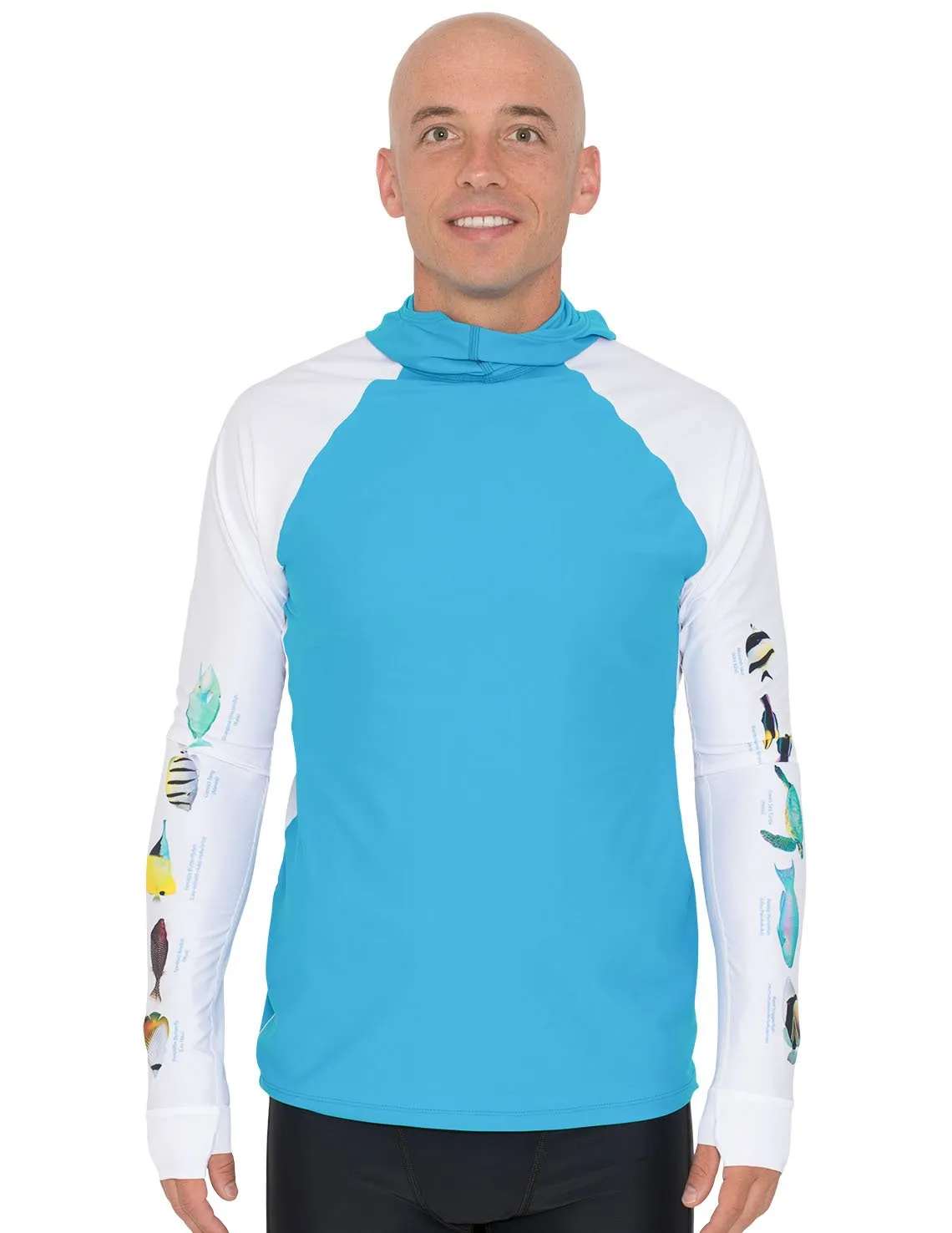 Men's Snorkel Hoodie Rash Guard - Hawaii Fish ID - Hawaii