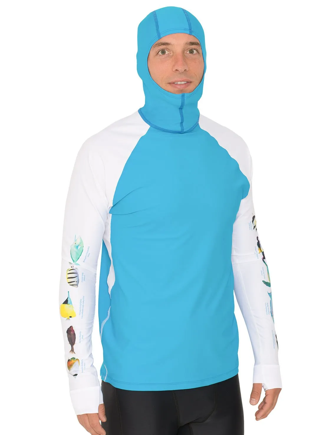 Men's Snorkel Hoodie Rash Guard - Hawaii Fish ID - Hawaii