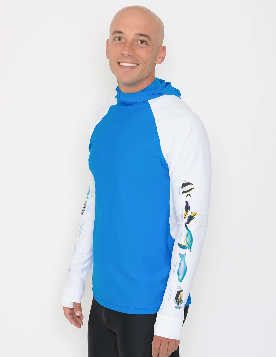 Men's Snorkel Hoodie Rash Guard - Hawaii Fish ID - Hawaii