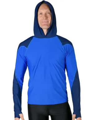 Men's  Swim Crest Rash Guard Relaxed Hoodie - Royal / Navy