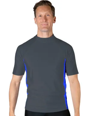 Men's  Swim Performance Short Sleeve Rash Guard - Dark Gray / Royal