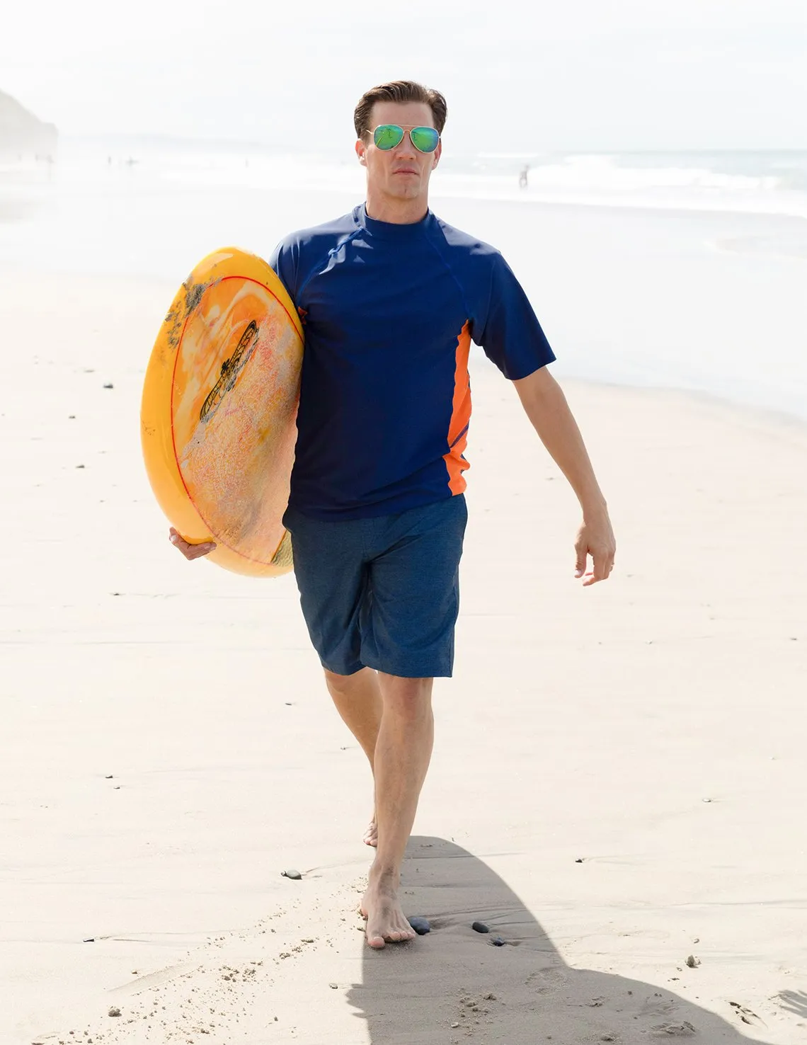 Men's  Swim Performance Short Sleeve Rash Guard - Dark Gray / Royal