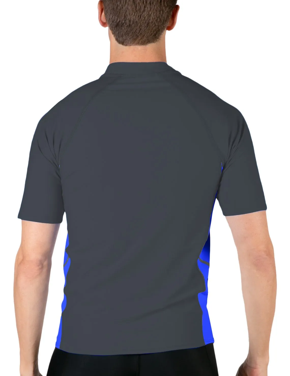 Men's  Swim Performance Short Sleeve Rash Guard - Dark Gray / Royal