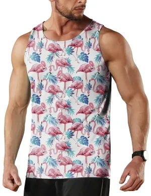 Mens Tank Tops Graphic Tank Tops for Men Quick Dry Workout Swim Beach Sleeveless Flamingo Shirts Mens Tank Top Undershirt