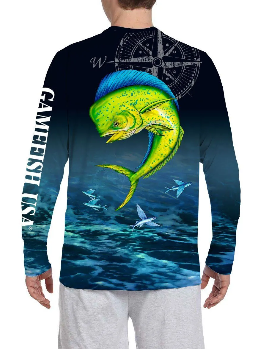 Men's UPF 50 Long Sleeve Microfiber Moisture Wicking Performance Mahi