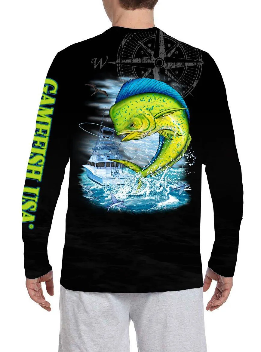 Men's UPF 50 Long Sleeve Microfiber Moisture Wicking Performance Mahi