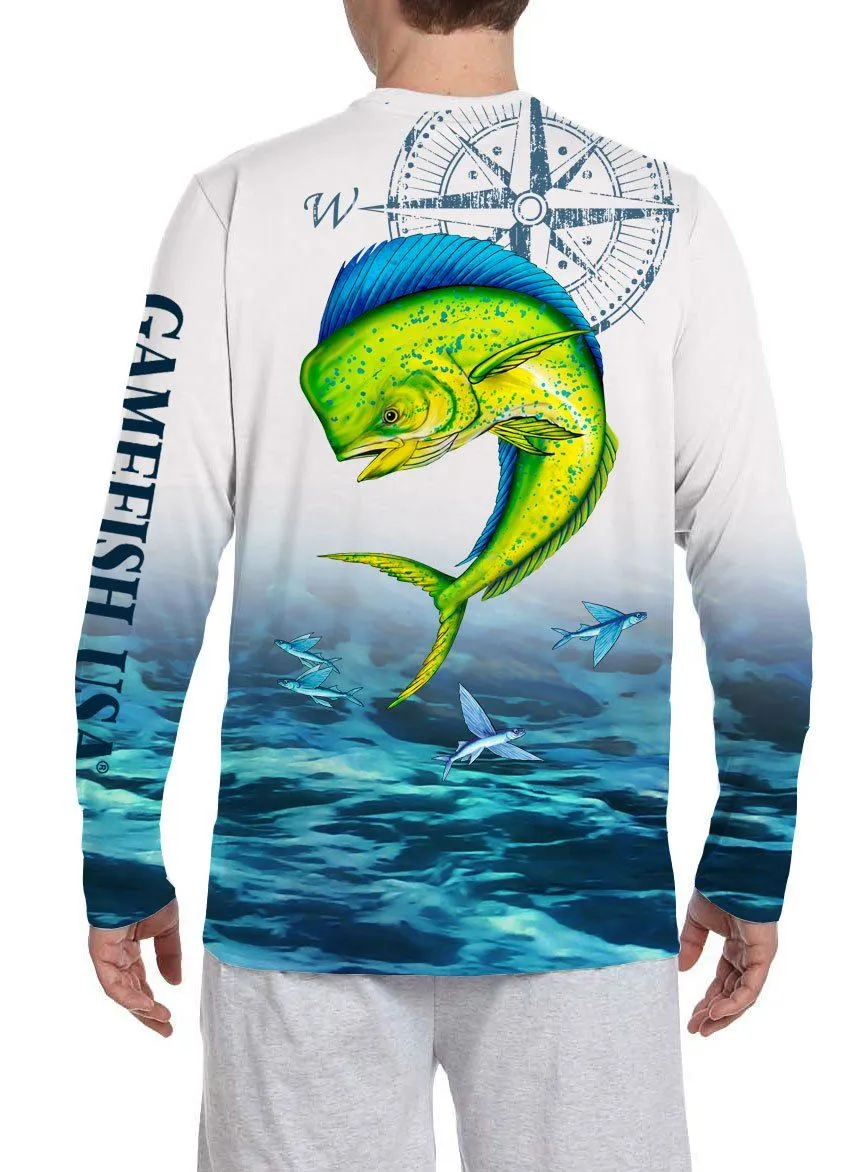 Men's UPF 50 Long Sleeve Microfiber Moisture Wicking Performance Mahi