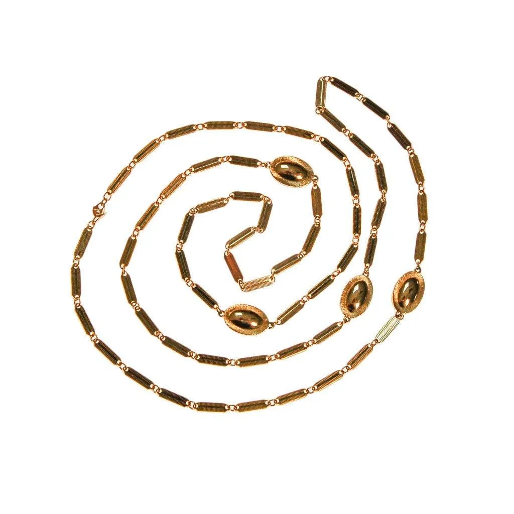 Monet Gold Flat Link and Oval Link Long Necklace