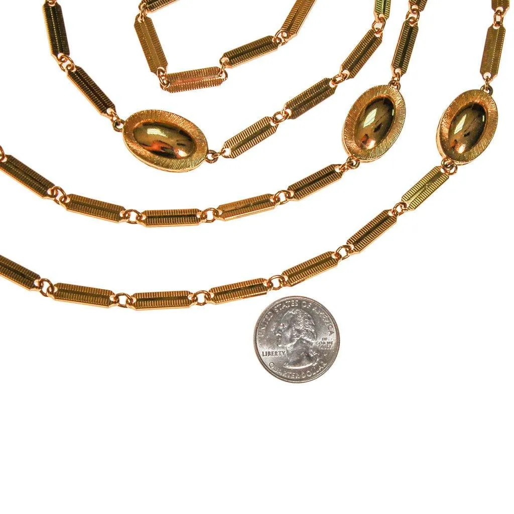 Monet Gold Flat Link and Oval Link Long Necklace