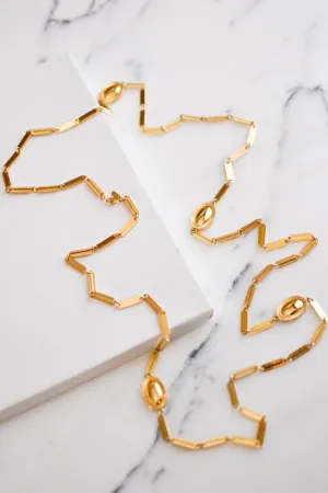 Monet Gold Flat Link and Oval Link Long Necklace