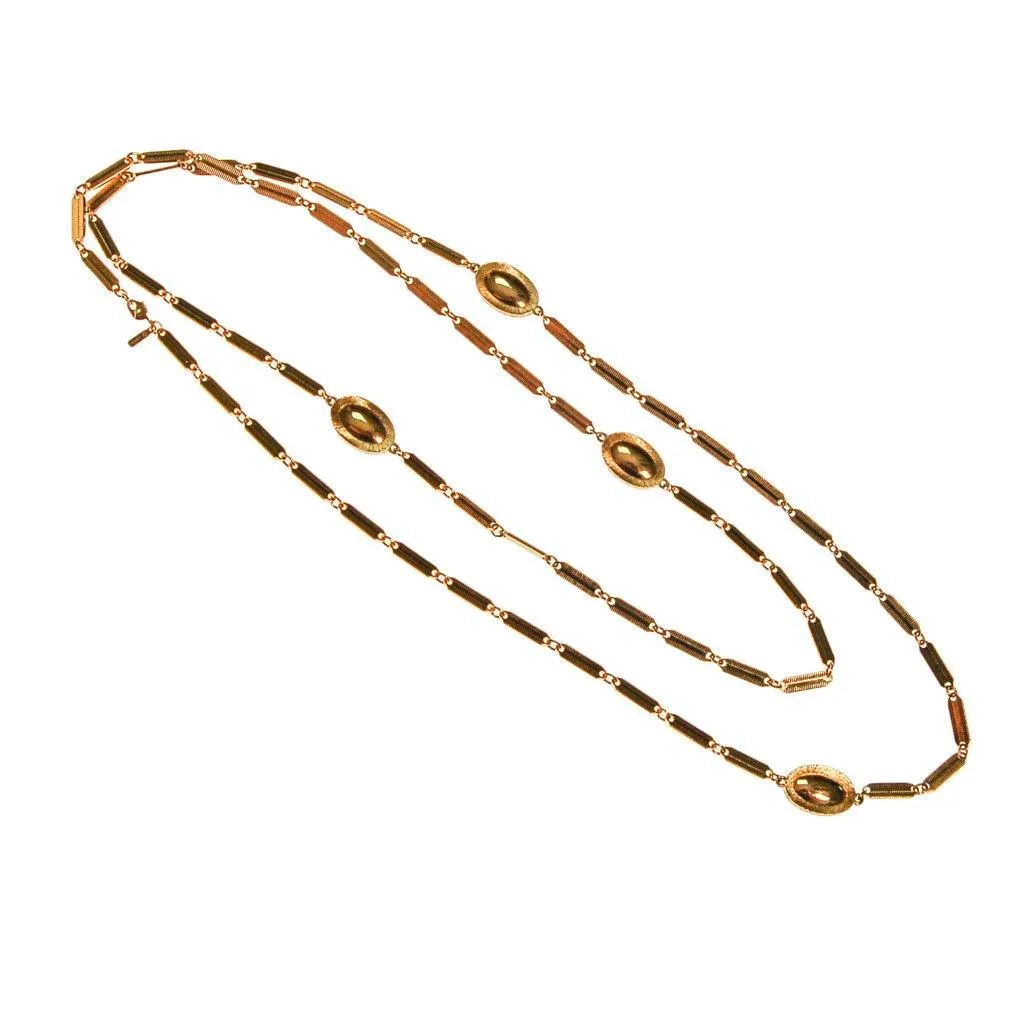 Monet Gold Flat Link and Oval Link Long Necklace