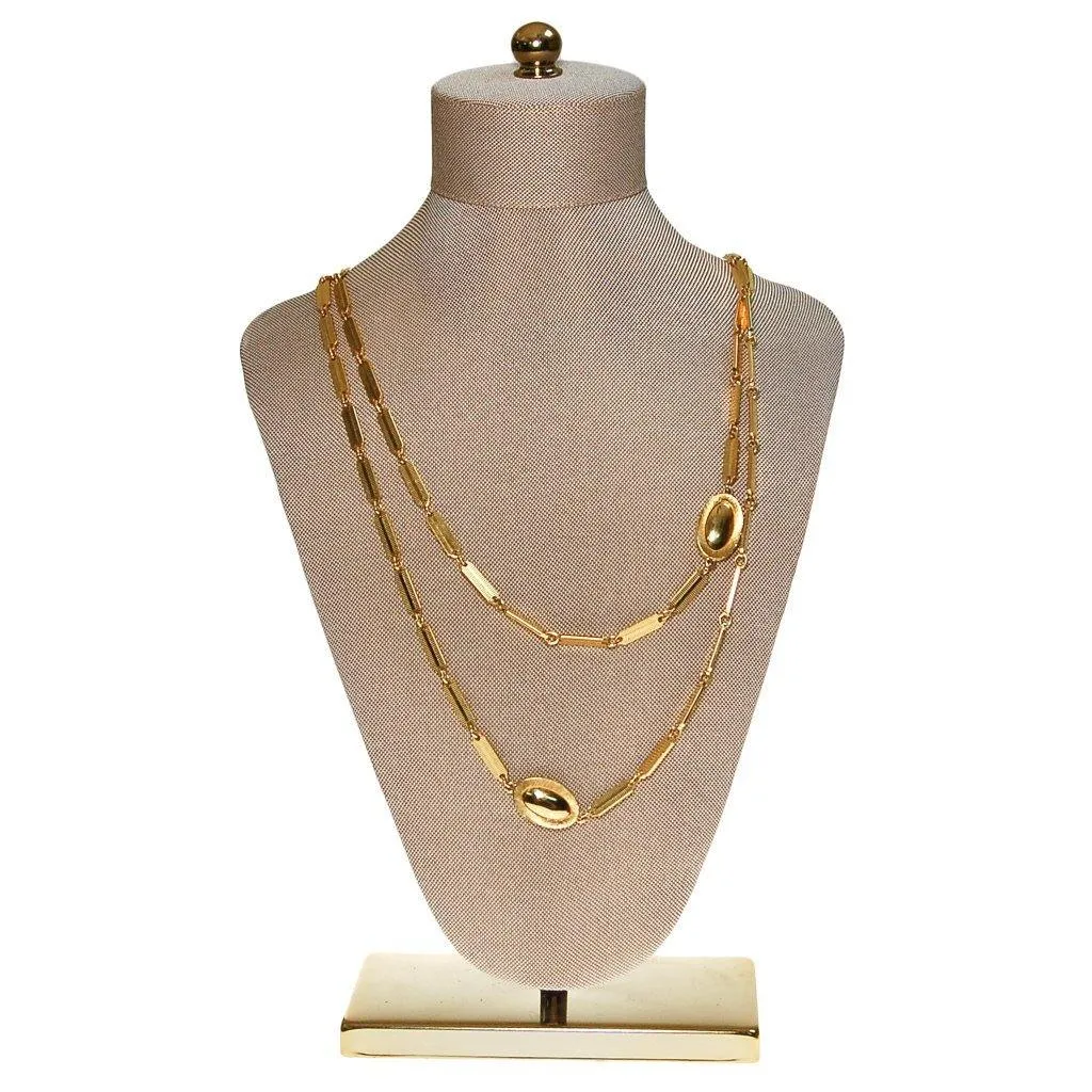 Monet Gold Flat Link and Oval Link Long Necklace