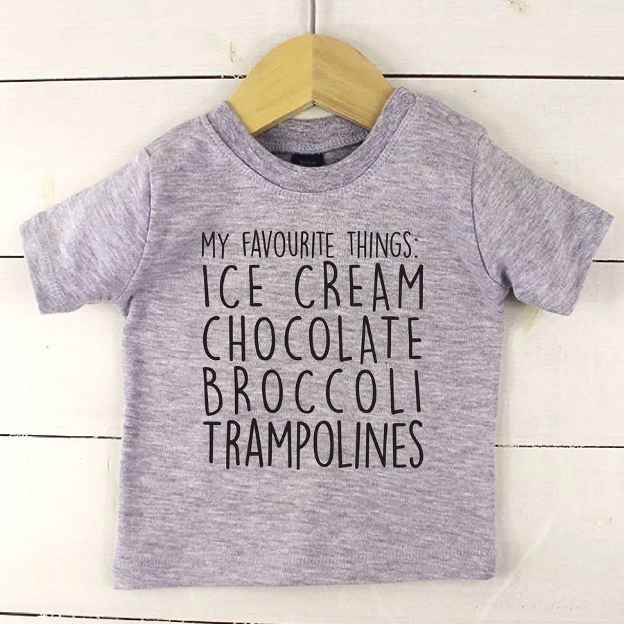 'My Favourite Things' Personalised Baby T Shirt