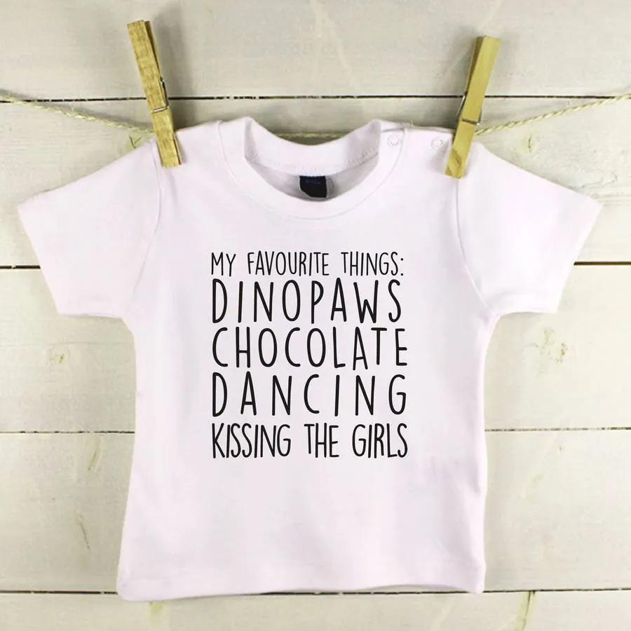 'My Favourite Things' Personalised Baby T Shirt